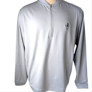 Peter Millar Crown Sport Embroidered Logo Light Gray Zip Pullover Top..Size L